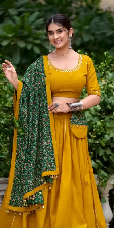 LNB 1697 Mustard Color Pure Cotton Plain With Gota Patti Touch Up Lehenga Choli Wedding, Party, Festive, Events Etc. Delivery 4-6 Working Days Rs 3499 | Lehenga, Bollywood Lehenga, Creative Lehenga, Designer Lehenga, Embroidered Lehenga, Party Wear Lehenga