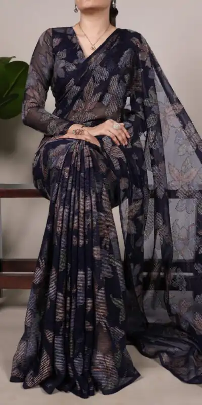 YNF 7052 Navy Blue Color Lurex Brasso Floral Viscose Brasso Saree Casual, Wedding, Festive, Events . Expected Delivery  4-6 Working Days @1799/- only                                                                                | Designer Sarees, Embroidered Sarees, Sarees, Bollywood Sarees, Creative Sarees, Ethnic Saree, Modern Digital sarees, Party Wear Sarees