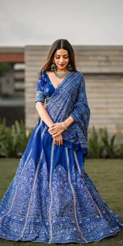 LNB 1251 Navy Blue Color Vaishali silk Printed With Gota Patti Work Lehenga Choli Wedding, Party, Festive, Events Etc. Delivery 4-6 Working Days Rs 3399 | Lehenga, Bollywood Lehenga, Creative Lehenga, Designer Lehenga, Embroidered Lehenga, Party Wear Lehenga