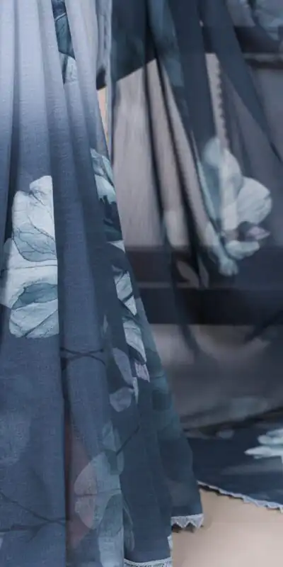 YNF 7038 Navy Blue Color Weightless Marbal Floral Printed Lace Saree Casual, Wedding, Festive, Events . Expected Delivery  4-6 Working Days @1549/- only                                                                                | Designer Sarees, Embroidered Sarees, Sarees, Bollywood Sarees, Creative Sarees, Ethnic Saree, Modern Digital sarees, Party Wear Sarees