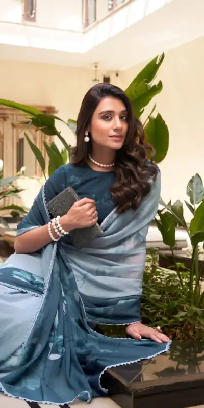 YNF 7038 Navy Blue Color Weightless Marbal Floral Printed Lace Saree Casual, Wedding, Festive, Events . Expected Delivery  4-6 Working Days @1549/- only                                                                                | Designer Sarees, Embroidered Sarees, Sarees, Bollywood Sarees, Creative Sarees, Ethnic Saree, Modern Digital sarees, Party Wear Sarees