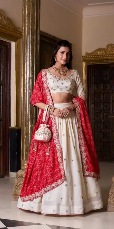 LNB 1436 Off White Dazzle at events in the Off White Vichitra Silk Sequins Lehenga Choli, crafted with sequins and tailored for comfort. Discover your style | Lehenga, Bollywood Lehenga, Creative Lehenga, Designer Lehenga, Embroidered Lehenga, Party Wear Lehenga