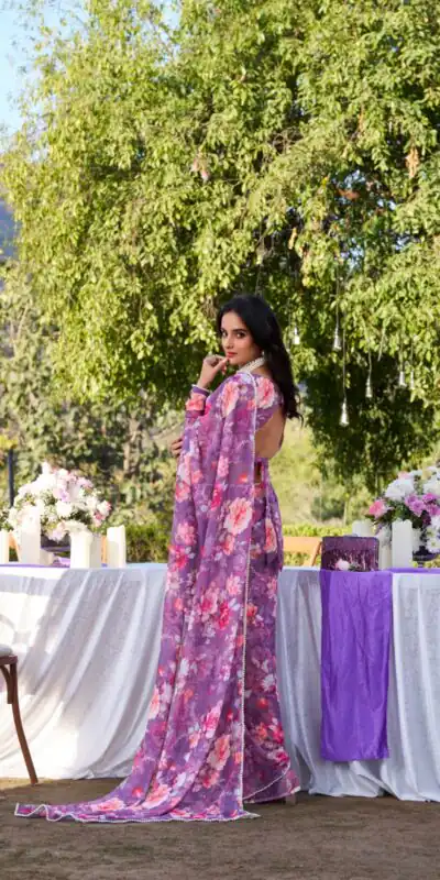 YNF 7010 Onion Color Weightless Marbal Floral Printed Pearl Lace Saree Casual, Wedding, Festive, Events . Expected Delivery  4-6 Working Days @1599/- only                                                                                | Designer Sarees, Embroidered Sarees, Sarees, Bollywood Sarees, Creative Sarees, Ethnic Saree, Modern Digital sarees, Party Wear Sarees