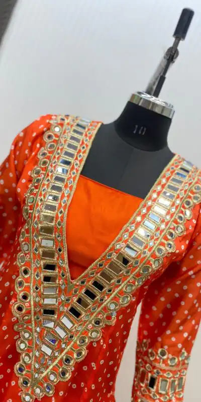 LG 1944 Orange Color Chinon digital Printed Mirror Embroidery Salwar Suit Casual, Wedding, Festive, Events . Expected Delivery  4-6 Working Days @1649/- only      | Casual Suits, Jump Suits, Salwar suit, Creative suits, Designer Suits, Palazzo Suits, Party Wear Suits, Patiala Suits, Straight Suits