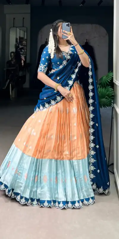 LNB 2024 Orange Color Zari Kota Weaving Work Sequins Thread Embroidery Lehenga Choli Festive Party Wedding, Events etc. Delivery 4-6 Working Days @2999/- | Lehenga, Bollywood Lehenga, Creative Lehenga, Designer Lehenga, Embroidered Lehenga, Party Wear Lehenga
