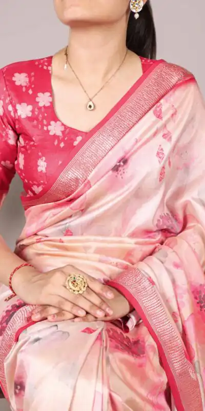 YNF 7024 Peach Color Tussar Silk With Viscose Border Floral Printed Saree Casual, Wedding, Festive, Events . Expected Delivery  4-6 Working Days @1699/- only                                                                                | Designer Sarees, Embroidered Sarees, Sarees, Bollywood Sarees, Creative Sarees, Ethnic Saree, Modern Digital sarees, Party Wear Sarees