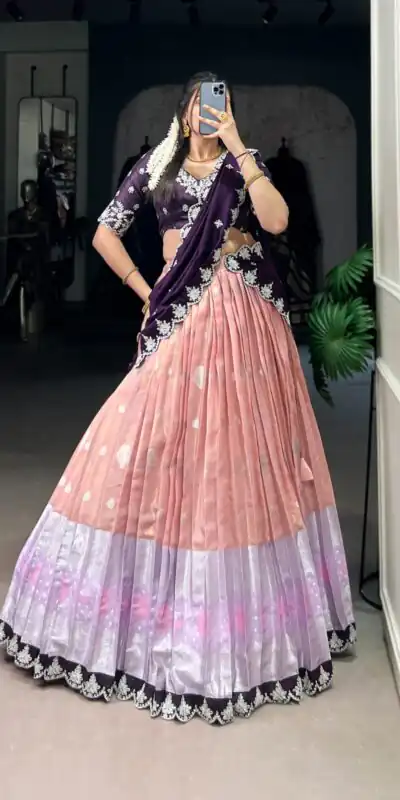 LNB 2024 Peach Color Zari Kota Weaving Work Sequins Thread Embroidery Lehenga Choli Festive Party Wedding, Events etc. Delivery 4-6 Working Days @2999/- | Lehenga, Bollywood Lehenga, Creative Lehenga, Designer Lehenga, Embroidered Lehenga, Party Wear Lehenga