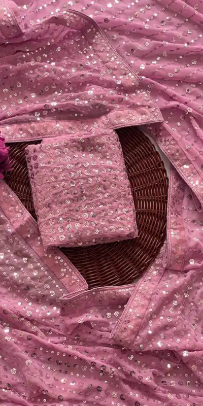 DF 3452 Pink Color Faux Georgette Embroidery Sequins Multi Work Saree Casual, Wedding, Festive, Events . Expected Delivery  4-6 Working Days @1799/- only                                                                                | Designer Sarees, Embroidered Sarees, Sarees, Bollywood Sarees, Creative Sarees, Ethnic Saree, Modern Digital sarees, Party Wear Sarees