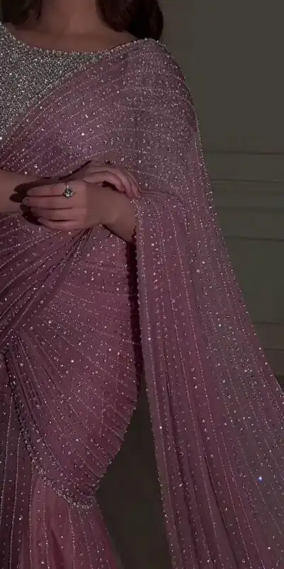 DF 3452 Pink Color Faux Georgette Embroidery Sequins Multi Work Saree Casual, Wedding, Festive, Events . Expected Delivery  4-6 Working Days @1799/- only                                                                                | Designer Sarees, Embroidered Sarees, Sarees, Bollywood Sarees, Creative Sarees, Ethnic Saree, Modern Digital sarees, Party Wear Sarees