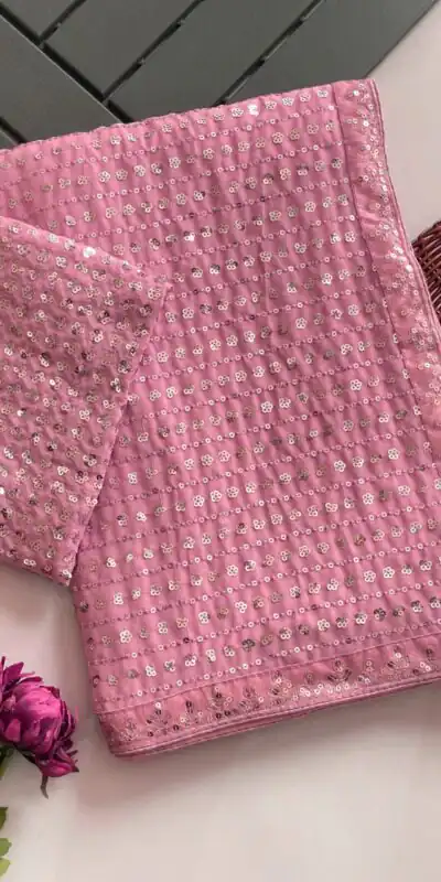 DF 3452 Pink Color Faux Georgette Embroidery Sequins Multi Work Saree Casual, Wedding, Festive, Events . Expected Delivery  4-6 Working Days @1799/- only                                                                                | Designer Sarees, Embroidered Sarees, Sarees, Bollywood Sarees, Creative Sarees, Ethnic Saree, Modern Digital sarees, Party Wear Sarees