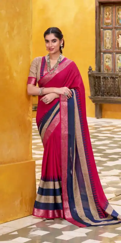 YNF 7049 Pink Color Poly Cotton Printed With Zari Weaving Work Saree Casual, Wedding, Festive, Events . Expected Delivery  4-6 Working Days @1699/- only                                                                                | Designer Sarees, Embroidered Sarees, Sarees, Bollywood Sarees, Creative Sarees, Ethnic Saree, Modern Digital sarees, Party Wear Sarees