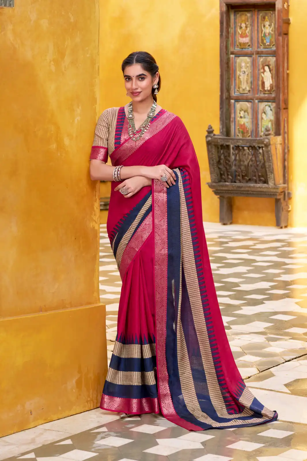 YNF 7049 Pink Color Poly Cotton Printed With Zari Weaving Work Saree Casual, Wedding, Festive, Events . Expected Delivery  4-6 Working Days @1699/- only                                                                                | Designer Sarees, Embroidered Sarees, Sarees, Bollywood Sarees, Creative Sarees, Ethnic Saree, Modern Digital sarees, Party Wear Sarees
