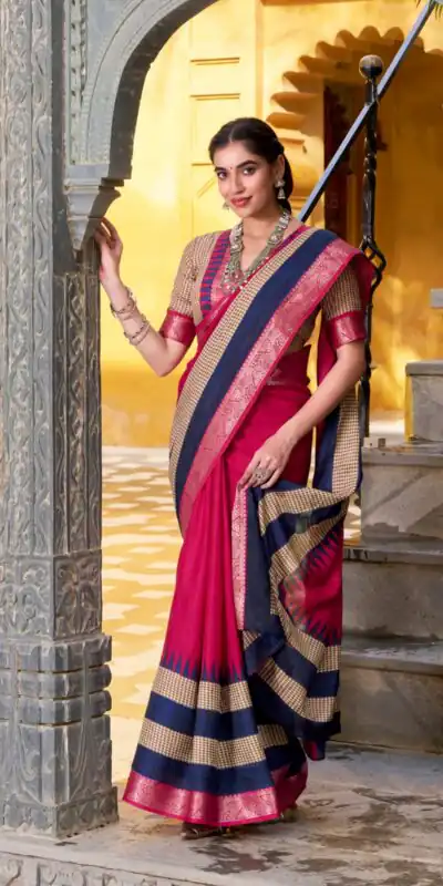YNF 7049 Pink Color Poly Cotton Printed With Zari Weaving Work Saree Casual, Wedding, Festive, Events . Expected Delivery  4-6 Working Days @1699/- only                                                                                | Designer Sarees, Embroidered Sarees, Sarees, Bollywood Sarees, Creative Sarees, Ethnic Saree, Modern Digital sarees, Party Wear Sarees