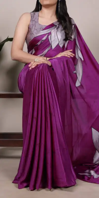 YNF 7054 Pink Color Satin Silk Floral Printed Saree Casual, Wedding, Festive, Events . Expected Delivery  4-6 Working Days @1549/- only                                                                                | Designer Sarees, Embroidered Sarees, Sarees, Bollywood Sarees, Creative Sarees, Ethnic Saree, Modern Digital sarees, Party Wear Sarees