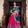 Pink Tasar Printed Foil Work Lehenga Choli