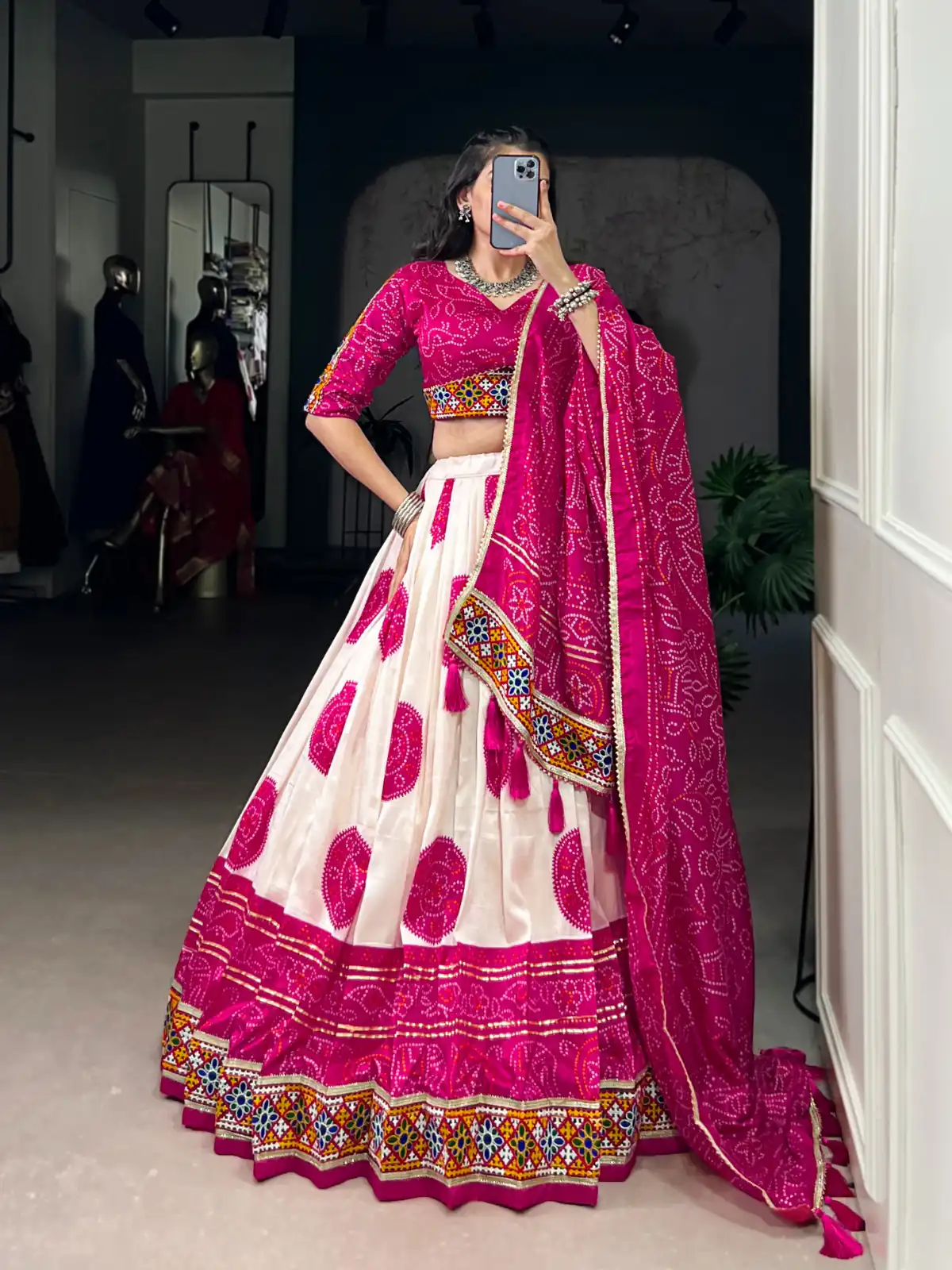 LNB 1736 Pink Color Tasar Silk Bandhej Print And Gamthi Work Lehenga Choli Wedding, Party, Festive, Events Etc. Delivery 4-6 Working Days Rs 3499 | Lehenga, Bollywood Lehenga, Creative Lehenga, Designer Lehenga, Embroidered Lehenga, Party Wear Lehenga