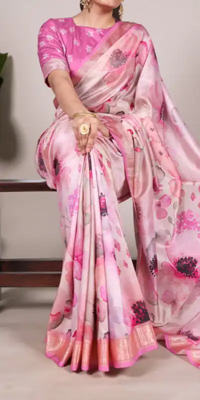 YNF 7015 Pink Color Tussar Silk With Viscose Border Printed Saree Casual, Wedding, Festive, Events . Expected Delivery  4-6 Working Days @1699/- only                                                                                | Designer Sarees, Embroidered Sarees, Sarees, Bollywood Sarees, Creative Sarees, Ethnic Saree, Modern Digital sarees, Party Wear Sarees