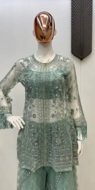 LG 1943 Pista Color Butterfly Net Sequence Embroidery Work Salwar Suit Casual, Wedding, Festive, Events . Expected Delivery  4-6 Working Days @1999/- only      | Casual Suits, Jump Suits, Salwar suit, Creative suits, Designer Suits, Palazzo Suits, Party Wear Suits, Patiala Suits, Straight Suits