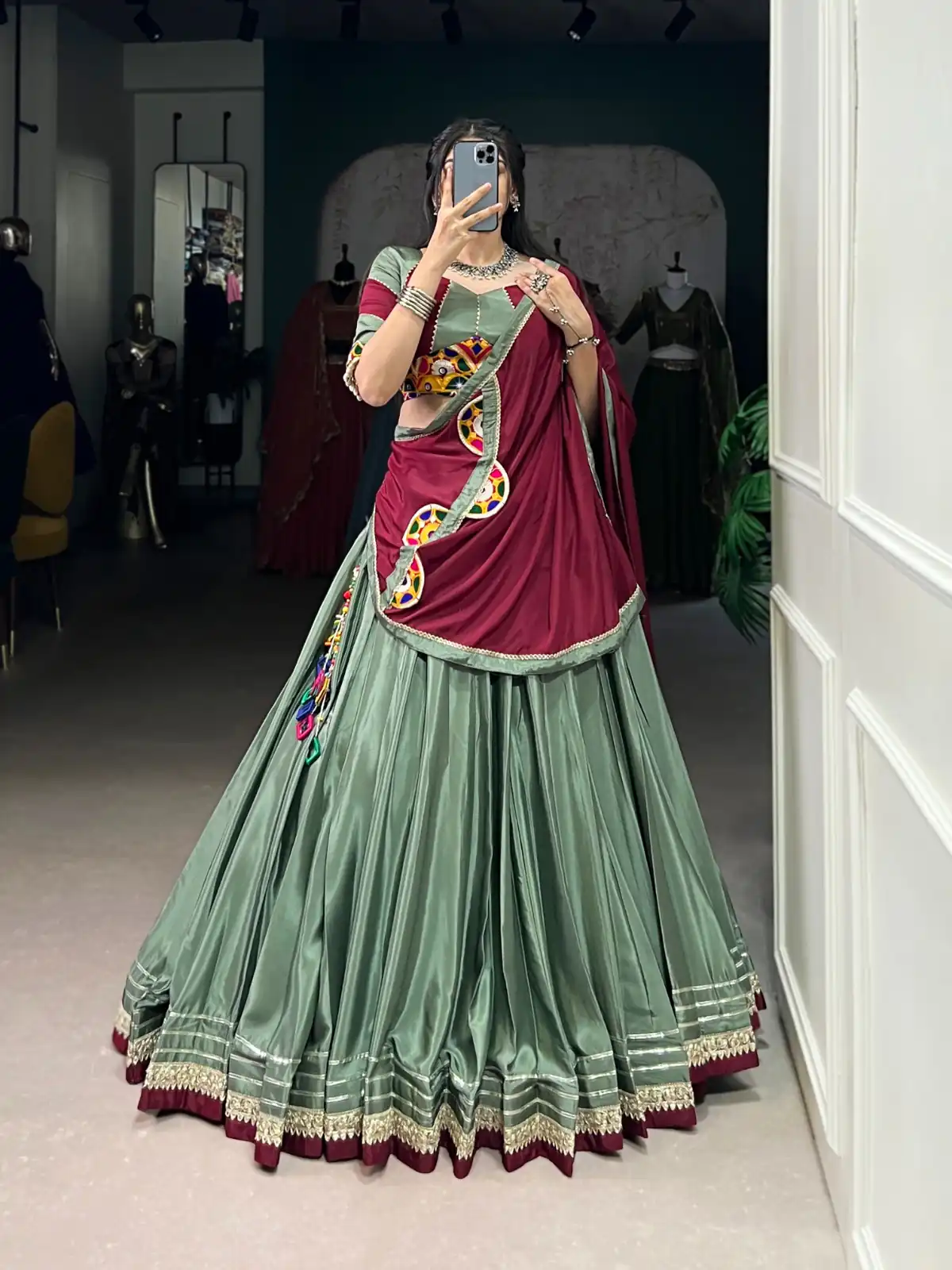 LNB 1656 Pista Color Silk Crepe Sequins Thread Embroidery Gotta Lehenga Choli Festive Party Wedding, Events etc. Delivery 4-6 Working Days @3399/- | Lehenga, Bollywood Lehenga, Creative Lehenga, Designer Lehenga, Embroidered Lehenga, Party Wear Lehenga