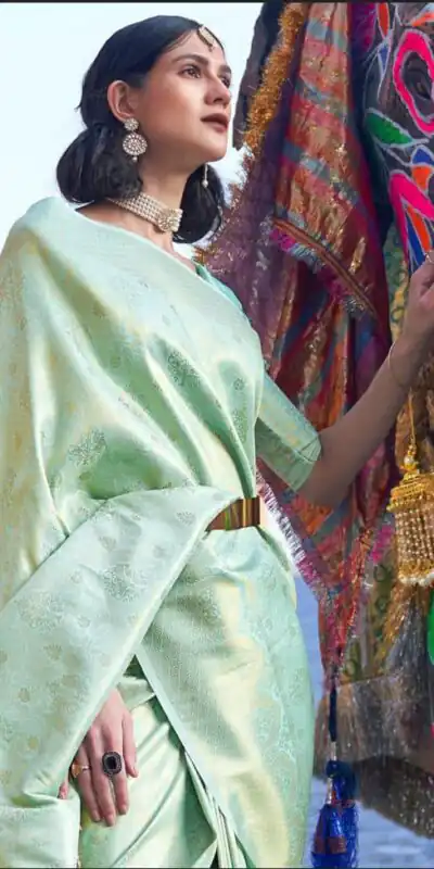 KP 5013 Pista Soft Lichi Silk Jacquard Work With Designer Work Saree Special Price ₹1399. Delivery 4-6 Working Days. Shop now. | Designer Sarees, Embroidered Sarees, Sarees, Bollywood Sarees, Creative Sarees, Ethnic Saree, Modern Digital sarees, Party Wear Sarees