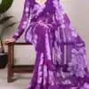 YNF 7011 Purple Color Chiffon Foral Printed Pearl Lace Border Saree Casual, Wedding, Festive, Events . Expected Delivery  4-6 Working Days @1499/- only                                                                                | Designer Sarees, Embroidered Sarees, Sarees, Bollywood Sarees, Creative Sarees, Ethnic Saree, Modern Digital sarees, Party Wear Sarees