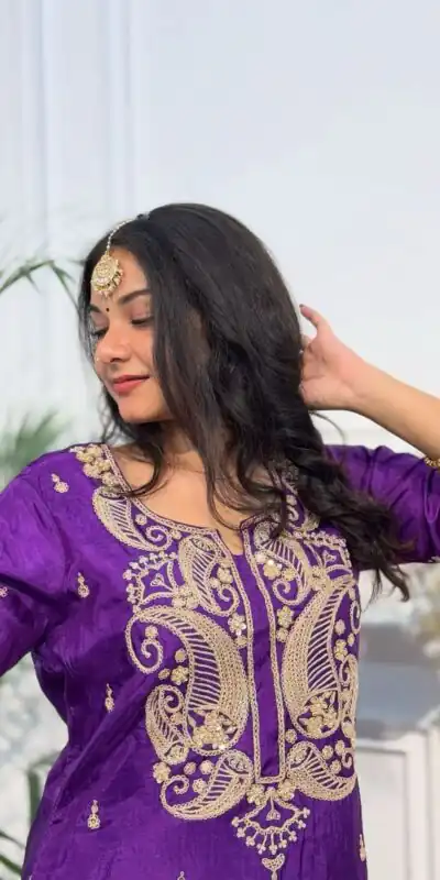 BE 352 Purple Color Chinon Cording Sequence Embroidery Work Salwar Suit Casual, Wedding, Festive, Events . Expected Delivery  4-6 Working Days @1699/- only      | Casual Suits, Jump Suits, Salwar suit, Creative suits, Designer Suits, Palazzo Suits, Party Wear Suits, Patiala Suits, Straight Suits