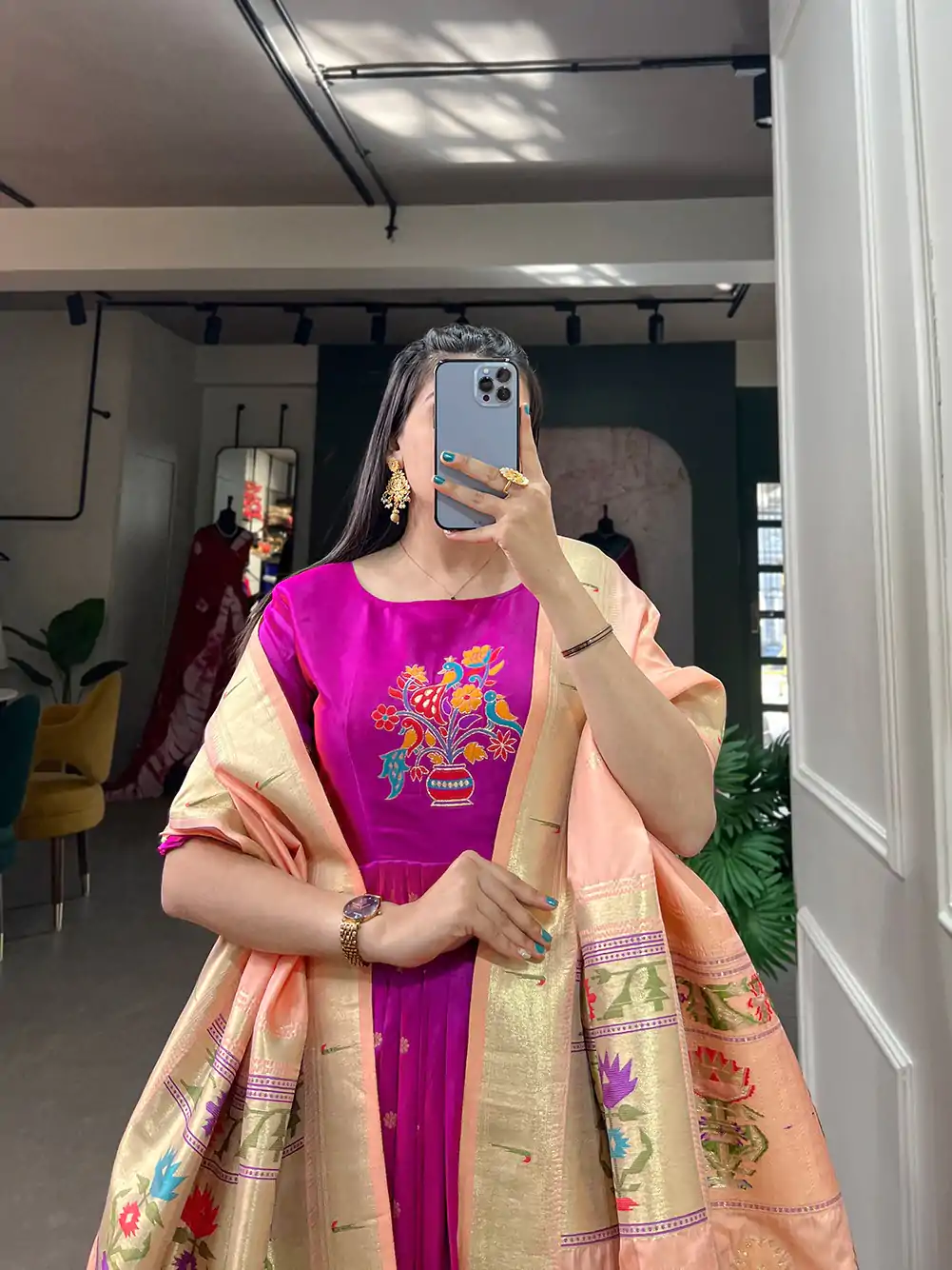 YNF 5302 Purple Color Jacquard Silk Paithani Designer Gown Casual, Wedding Festive, Events, Designer Party Wear Expected Delivery 4-6 Working Days @2549 | Gowns, Bollywood Gowns, Creative Gowns, Designer Gowns, Embroidered Gowns, Party Wear Gowns