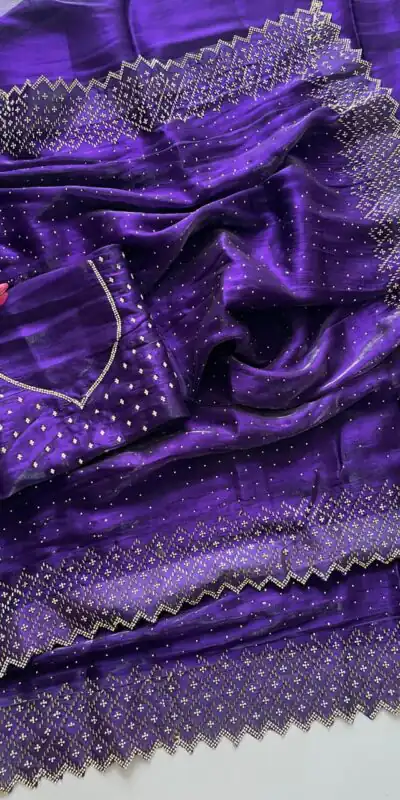 DF 3467 Purple Color Jimmy Choo Full Zarkhan Diamond Work Saree Casual, Wedding, Festive, Events . Expected Delivery  4-6 Working Days @2099/- only                                                                                | Designer Sarees, Embroidered Sarees, Sarees, Bollywood Sarees, Creative Sarees, Ethnic Saree, Modern Digital sarees, Party Wear Sarees