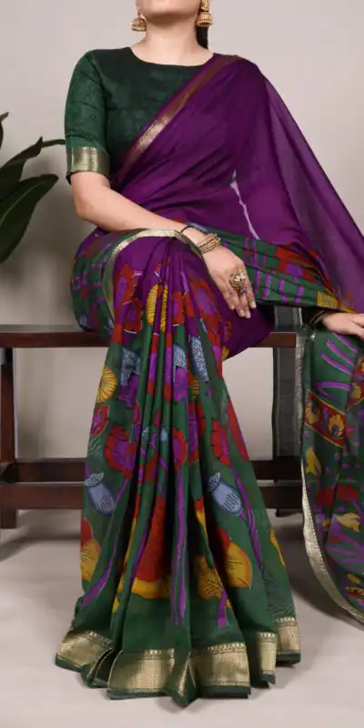YNF 7036 Purple Color Polyester Chanderi Printed Zari Weaving Work Saree Casual, Wedding, Festive, Events . Expected Delivery  4-6 Working Days @1499/- only                                                                                | Designer Sarees, Embroidered Sarees, Sarees, Bollywood Sarees, Creative Sarees, Ethnic Saree, Modern Digital sarees, Party Wear Sarees