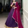 Purple Rayon Embossed Lehenga Choli