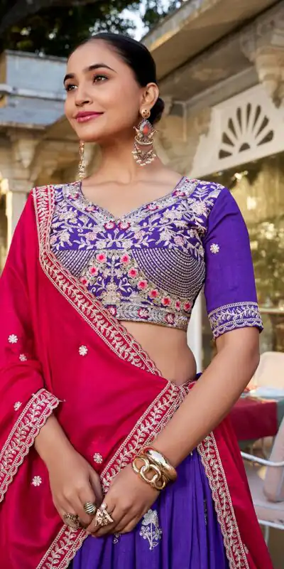 LNB 1414 Purple Color Vichitra Silk Sequins and Thread Embroidery Work Lehenga Choli Wedding, Party, Festive, Events Etc. Delivery 4-6 Working Days Rs 3399 | Lehenga, Bollywood Lehenga, Creative Lehenga, Designer Lehenga, Embroidered Lehenga, Party Wear Lehenga