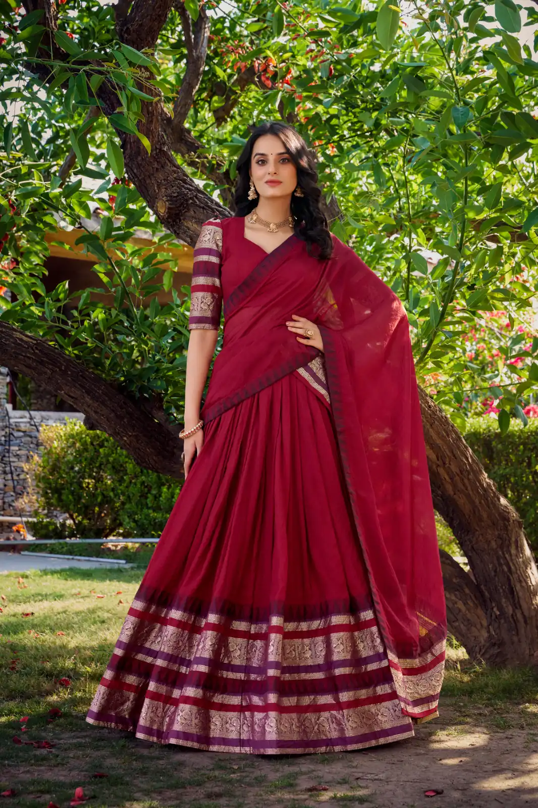 LNB 1902 Red Color Chanderi Plain With Zari Weaving Work Lehenga Choli Wedding, Party, Festive, Events Etc. Delivery 4-6 Working Days Rs 2099 | Lehenga, Bollywood Lehenga, Creative Lehenga, Designer Lehenga, Embroidered Lehenga, Party Wear Lehenga