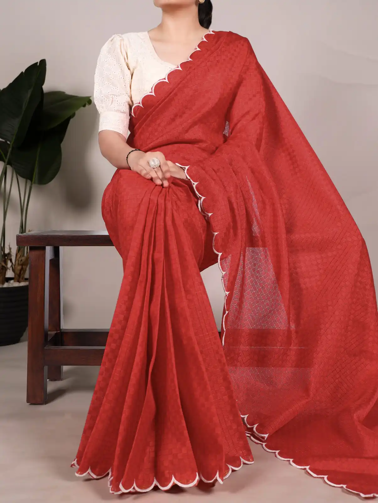 YNF 7105 Red Color Gadhawal Chex Arca Work Saree Casual, Wedding, Festive, Events . Expected Delivery  4-6 Working Days @1599/- only                                                                                | Designer Sarees, Embroidered Sarees, Sarees, Bollywood Sarees, Creative Sarees, Ethnic Saree, Modern Digital sarees, Party Wear Sarees