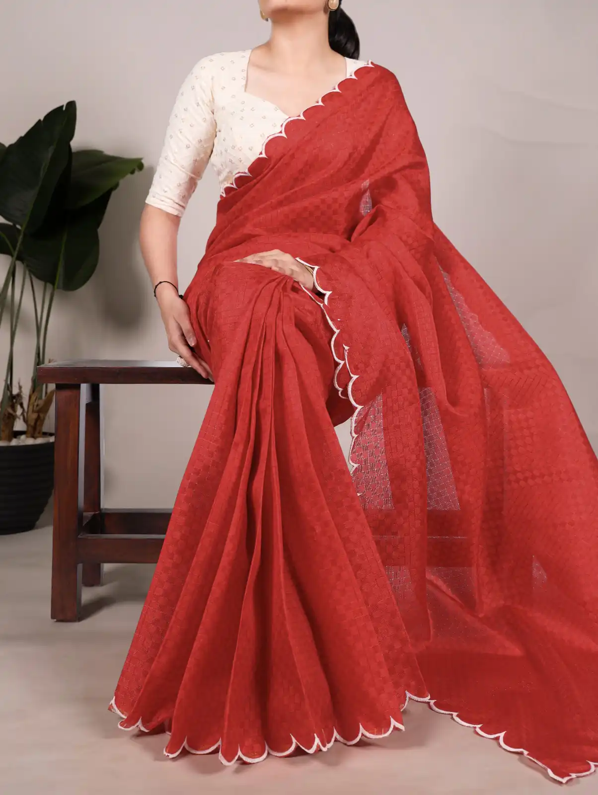 YNF 7105 Red Color Gadhawal Chex Arca Work Saree Casual, Wedding, Festive, Events . Expected Delivery  4-6 Working Days @1599/- only                                                                                | Designer Sarees, Embroidered Sarees, Sarees, Bollywood Sarees, Creative Sarees, Ethnic Saree, Modern Digital sarees, Party Wear Sarees