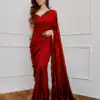 DF 3312 Red Color Faux Georgette 5mm Sequence Embroidery Work Saree Casual, Wedding, Festive, Events . Expected Delivery  4-6 Working Days @1899/- only                                                 | Designer Sarees, Embroidered Sarees, Sarees, Bollywood Sarees, Creative Sarees, Ethnic Saree, Modern Digital sarees, Party Wear Sarees