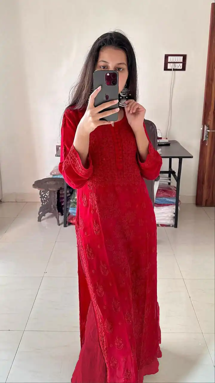 BE 354 Red Color Georgette With Embroidery Work Salwar Suit Casual, Wedding, Festive, Events . Expected Delivery  4-6 Working Days @1899/- only      | Casual Suits, Jump Suits, Salwar suit, Creative suits, Designer Suits, Palazzo Suits, Party Wear Suits, Patiala Suits, Straight Suits
