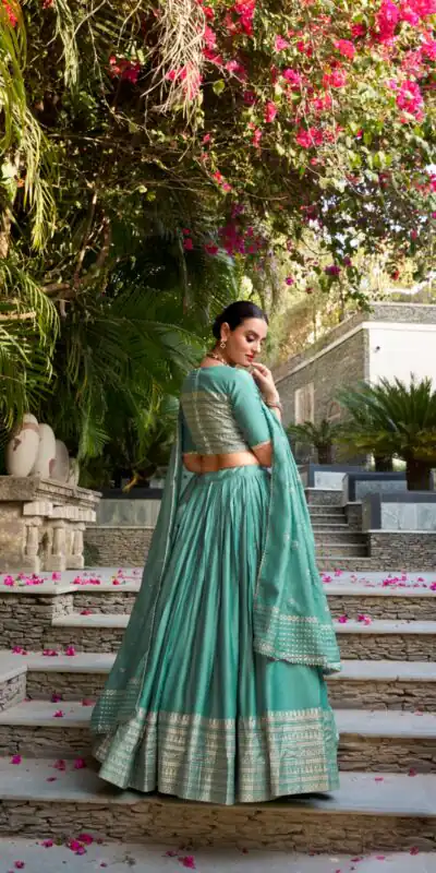 LNB 1906 Sea Green Pure Chanderi Plain With Zari Weaving Work Border Lehenga Choli Wedding, Party, Festive, Events Etc. Delivery 4-6 Working Days Rs 1999 | Lehenga, Bollywood Lehenga, Creative Lehenga, Designer Lehenga, Embroidered Lehenga, Party Wear Lehenga