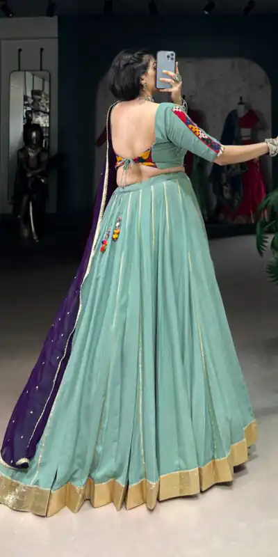 LNB 1655 Sea Green Color Pure Rayon Embossed Design Gotta Patti Lace Lehenga Choli Wedding, Party, Festive, Events Etc. Delivery 4-6 Working Days Rs 2099 | Lehenga, Bollywood Lehenga, Creative Lehenga, Designer Lehenga, Embroidered Lehenga, Party Wear Lehenga