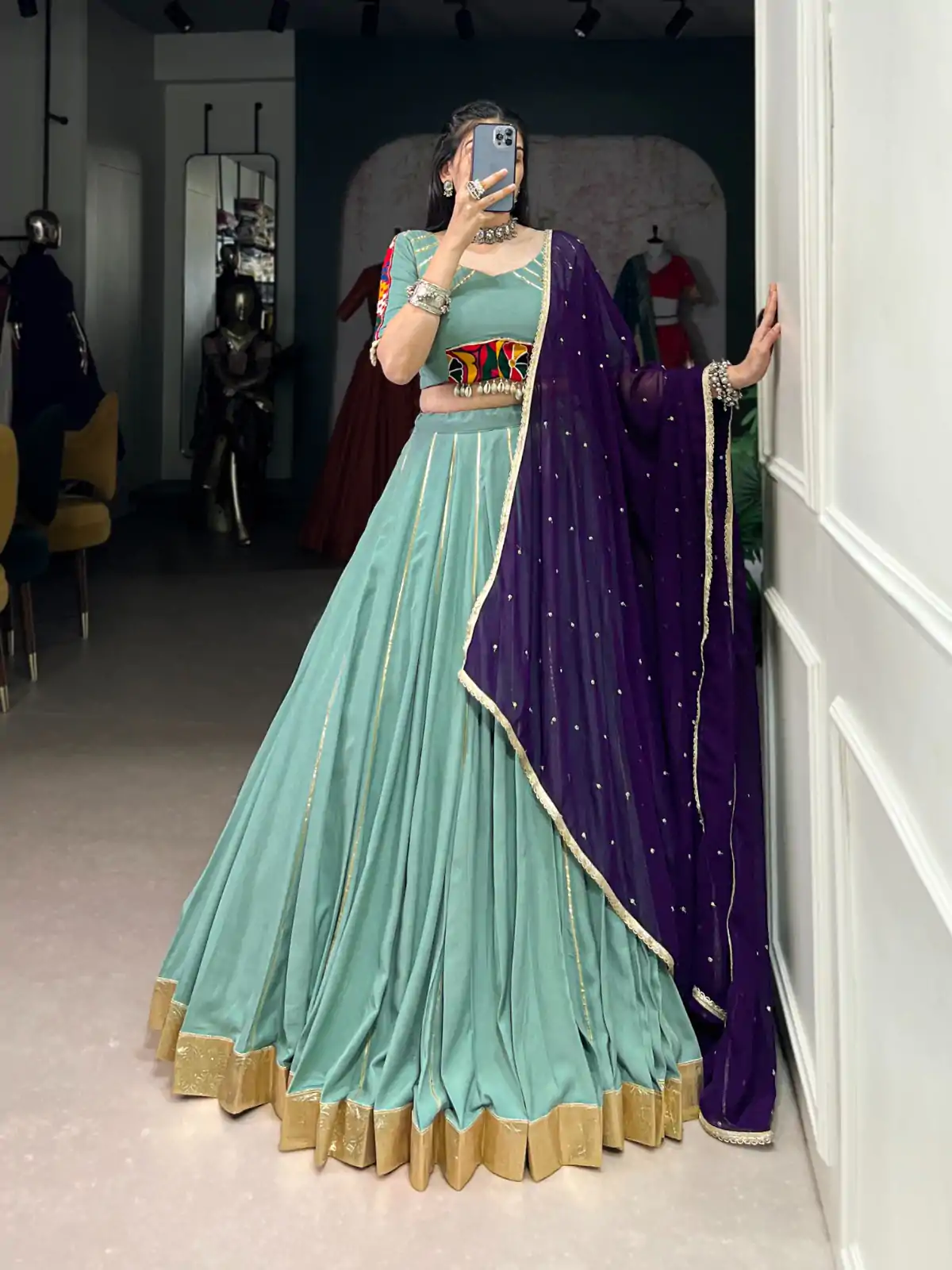 LNB 1655 Sea Green Color Pure Rayon Embossed Design Gotta Patti Lace Lehenga Choli Wedding, Party, Festive, Events Etc. Delivery 4-6 Working Days Rs 2099 | Lehenga, Bollywood Lehenga, Creative Lehenga, Designer Lehenga, Embroidered Lehenga, Party Wear Lehenga
