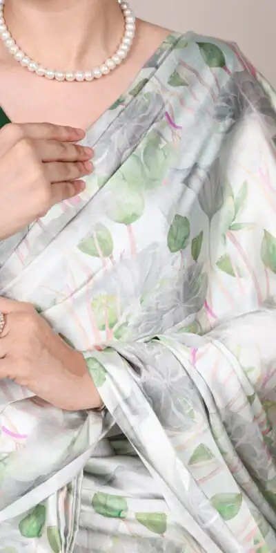 YNF 7054 Sea Green Color Satin Silk Floral Printed Saree Casual, Wedding, Festive, Events . Expected Delivery  4-6 Working Days @1549/- only                                                                                | Designer Sarees, Embroidered Sarees, Sarees, Bollywood Sarees, Creative Sarees, Ethnic Saree, Modern Digital sarees, Party Wear Sarees