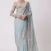Sky Blue Georgette Sequins Saree