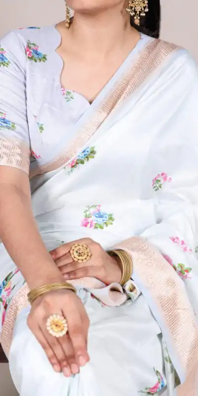 YNF 7015 Sky Blue Color Tussar Silk With Viscose Border Printed Saree Casual, Wedding, Festive, Events . Expected Delivery  4-6 Working Days @1699/- only                                                                                | Designer Sarees, Embroidered Sarees, Sarees, Bollywood Sarees, Creative Sarees, Ethnic Saree, Modern Digital sarees, Party Wear Sarees