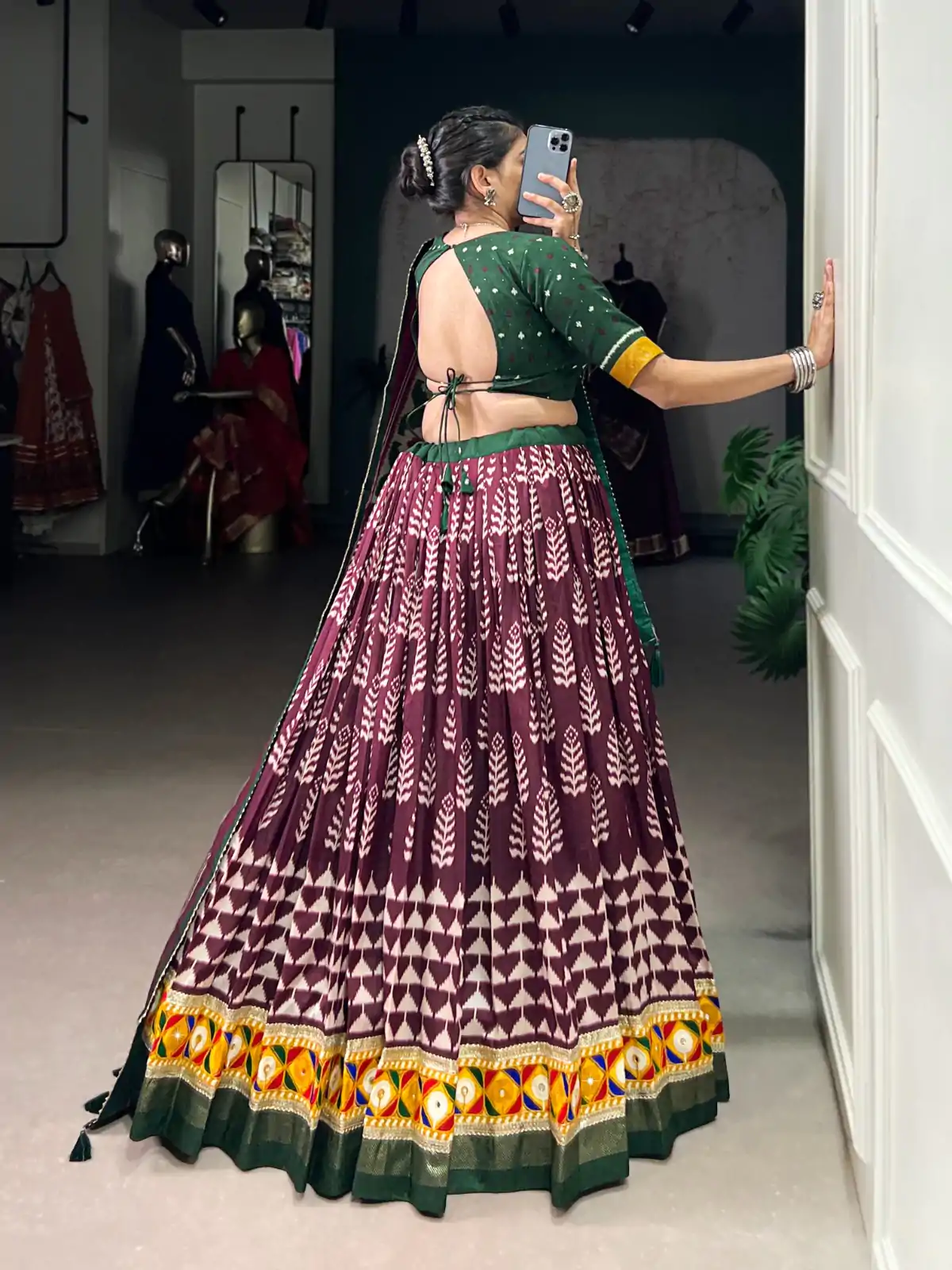 LNB 1732 Wine Color Tasar Silk Print Foil Work Real Mirror Gamthi Work Lehenga Choli Wedding, Party, Festive, Events Etc. Delivery 4-6 Working Days Rs 2999 | Lehenga, Bollywood Lehenga, Creative Lehenga, Designer Lehenga, Embroidered Lehenga, Party Wear Lehenga