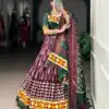 Wine Tassar Gamthi Work Lehenga Choli