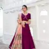 Wine Vichitra Plain Lehenga Choli