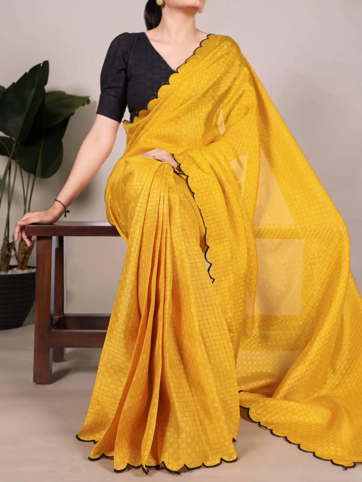 YNF 7105 Yellow Color Gadhawal Chex Arca Work Saree Casual, Wedding, Festive, Events . Expected Delivery  4-6 Working Days @1599/- only                                                                                | Designer Sarees, Embroidered Sarees, Sarees, Bollywood Sarees, Creative Sarees, Ethnic Saree, Modern Digital sarees, Party Wear Sarees
