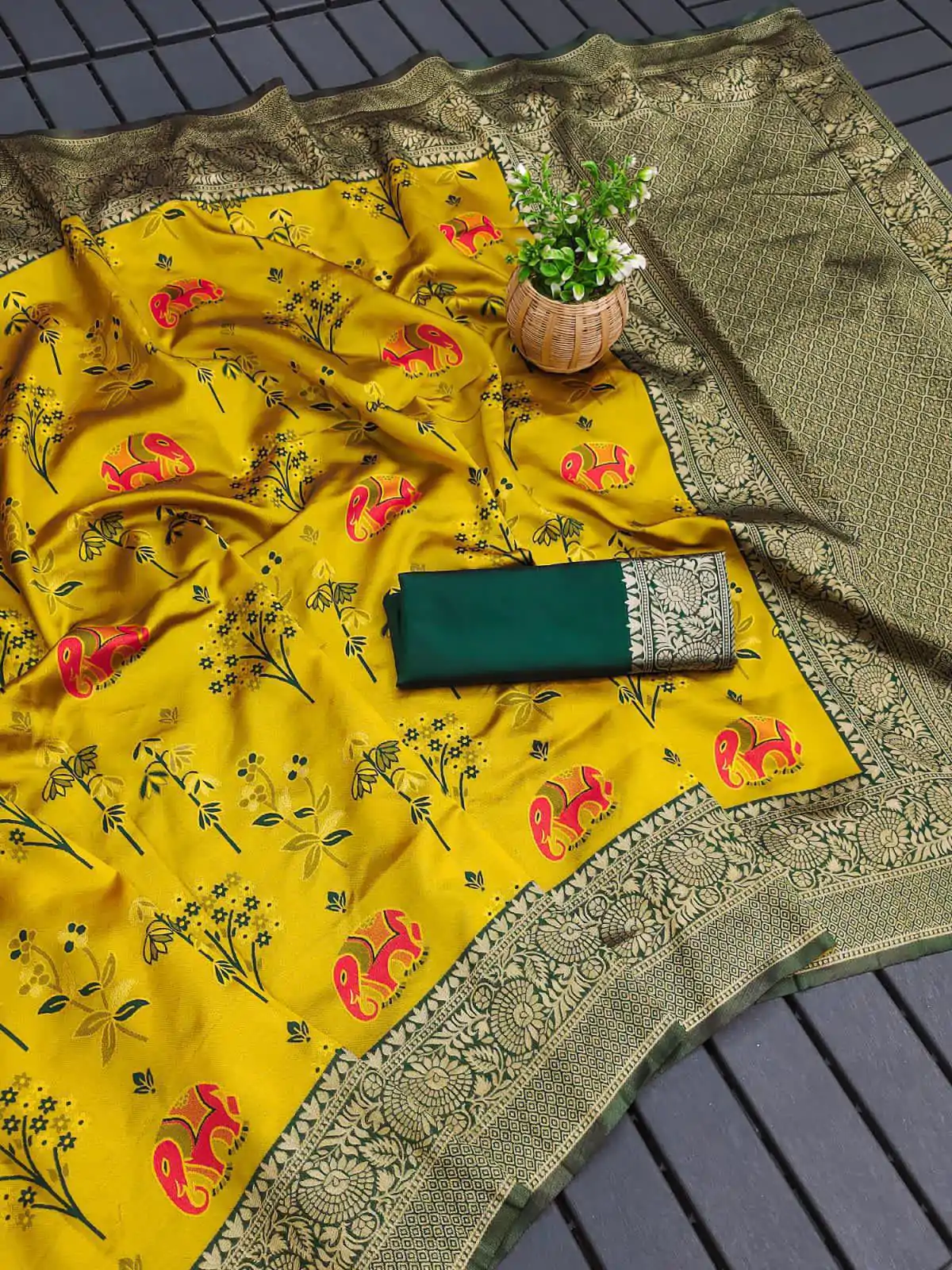 KP 6004 Yellow Soft Lichi Silk Jacquard Work With Designer Work Saree. Grab it for ₹1499. Delivery 4-6 Working Days. Shop now. | Designer Sarees, Embroidered Sarees, Sarees, Bollywood Sarees, Creative Sarees, Ethnic Saree, Modern Digital sarees, Party Wear Sarees