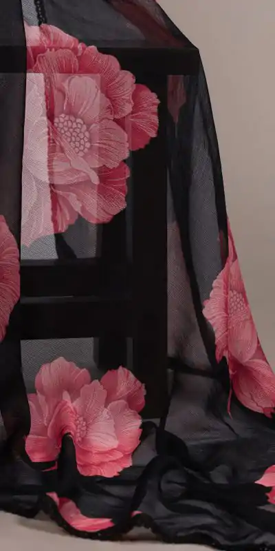 YNF 7033 Black Color Chiffon Lace Work & Lace Border Saree . Available at ₹1499 only. Delivery 4-6 Working Days. Shop now. | Designer Sarees, Embroidered Sarees, Sarees, Bollywood Sarees, Creative Sarees, Ethnic Saree, Modern Digital sarees, Party Wear Sarees