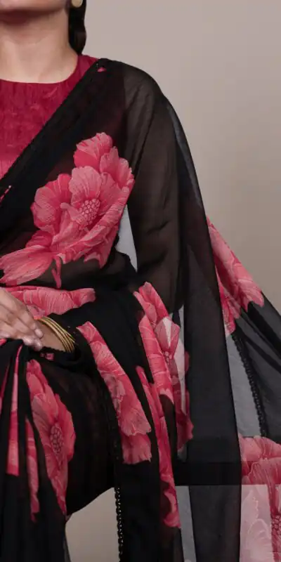 YNF 7033 Black Color Chiffon Lace Work & Lace Border Saree . Available at ₹1499 only. Delivery 4-6 Working Days. Shop now. | Designer Sarees, Embroidered Sarees, Sarees, Bollywood Sarees, Creative Sarees, Ethnic Saree, Modern Digital sarees, Party Wear Sarees