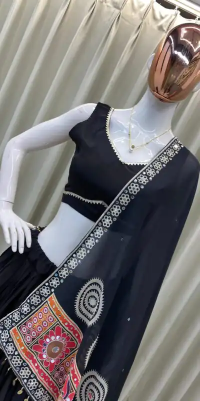 BE 393 Black Crape Silk Lehenga Choli Perfect for Wedding, Party, Engagement, Anniversary, Traditional Day Get it for ₹1999. Delivery 4-6 Working | Lehenga, Bollywood Lehenga, Creative Lehenga, Designer Lehenga, Embroidered Lehenga, Party Wear Lehenga